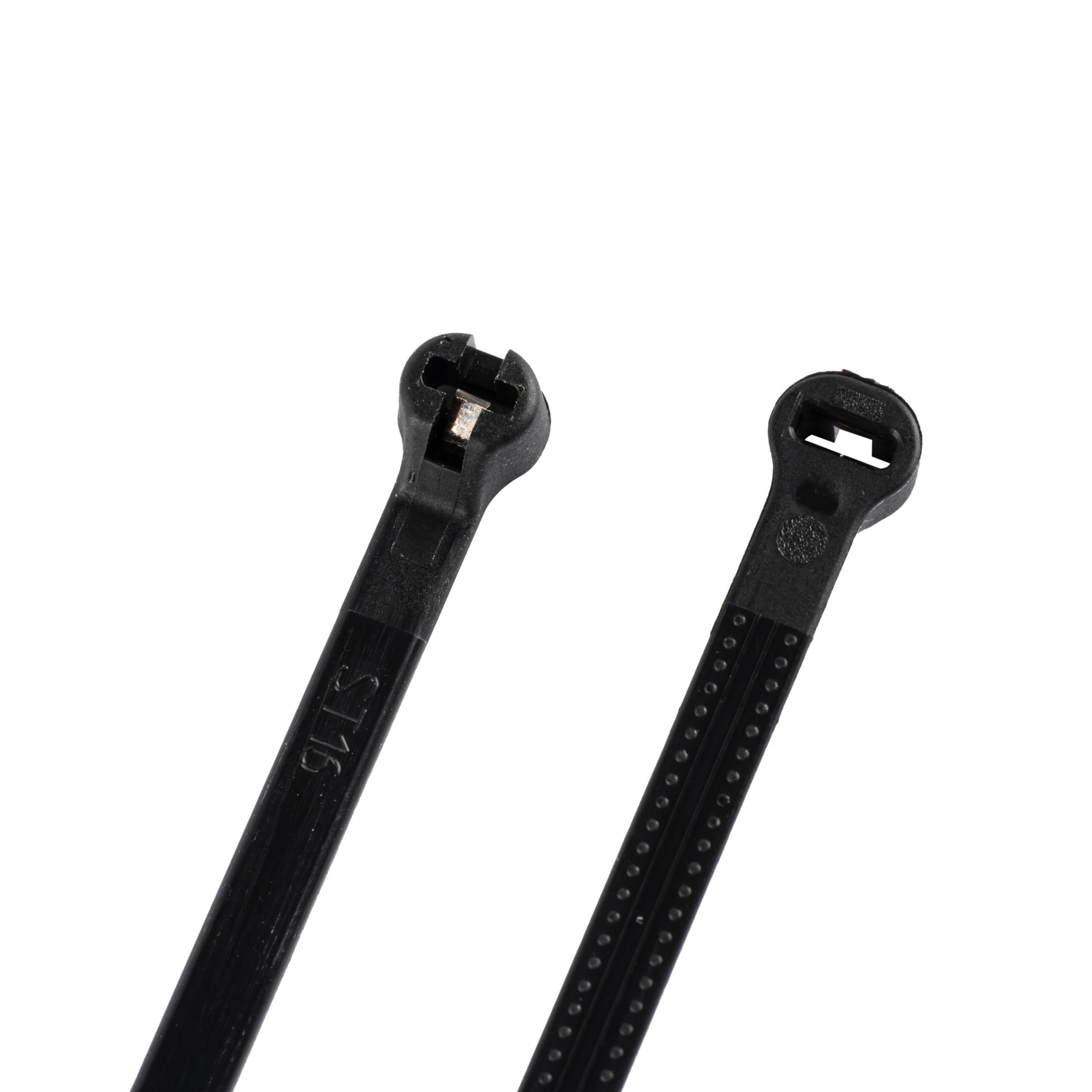 5.5-inch UV Resistant Black Steel Tooth Zip Tie, 40-lb Tensile Strength, UL 21 Listed, 100-Pack