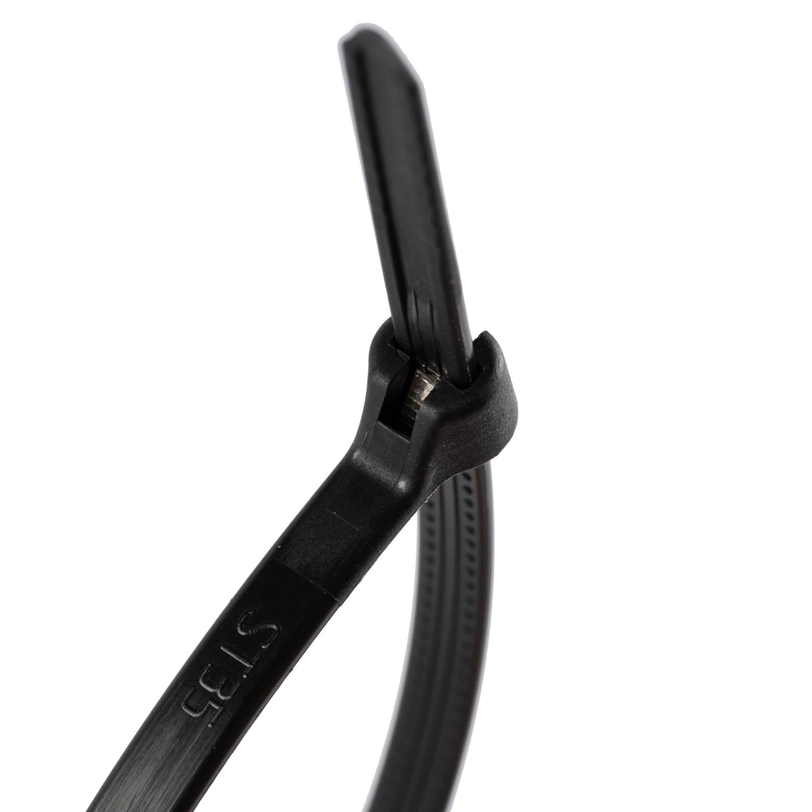 5.5-inch UV Resistant Black Steel Tooth Zip Tie, 40-lb Tensile Strength, UL 21 Listed, 100-Pack