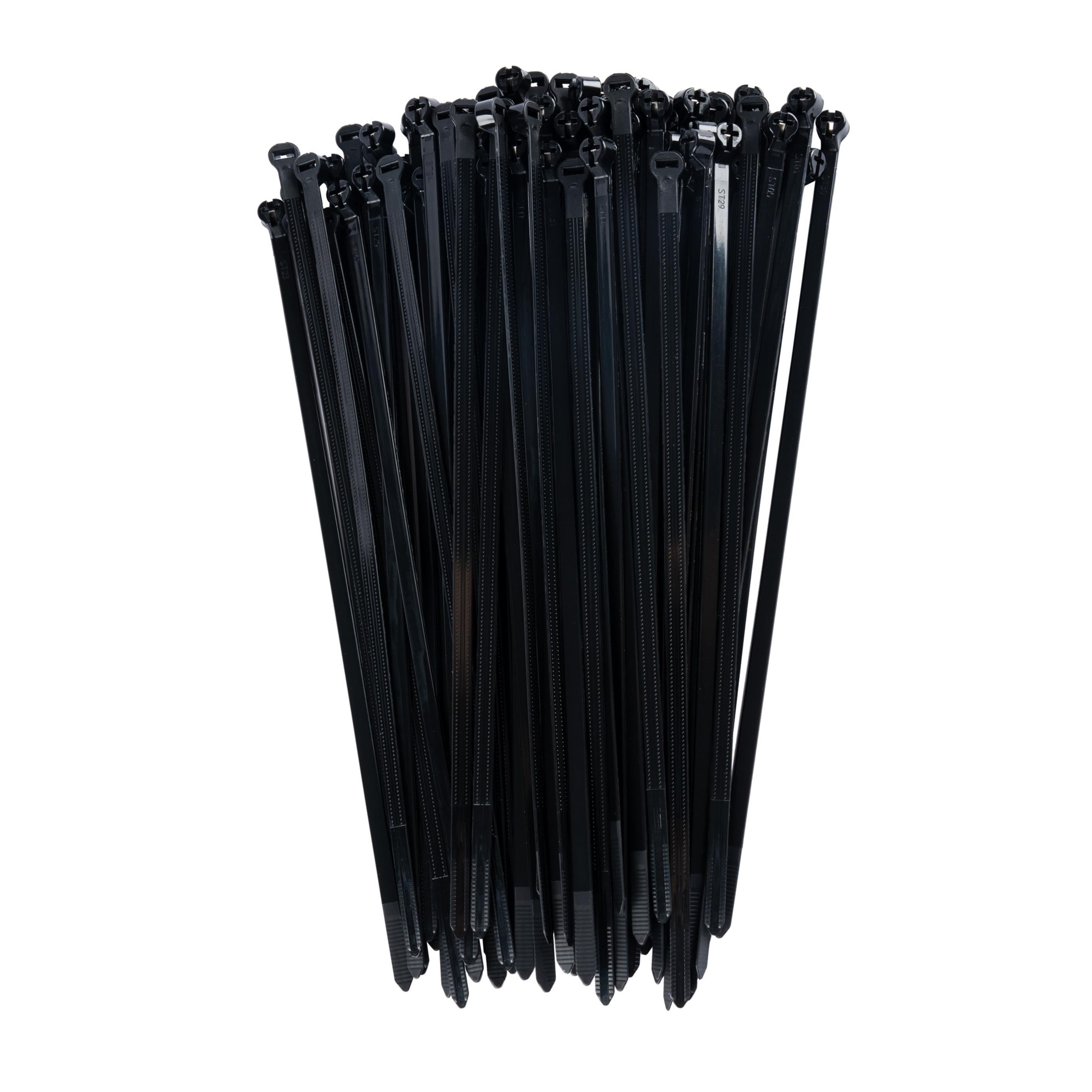 7.9-inch UV Resistant Black Steel Tooth Zip Tie, 50-lb Tensile Strength, UL 21S Listed, 100-Pack