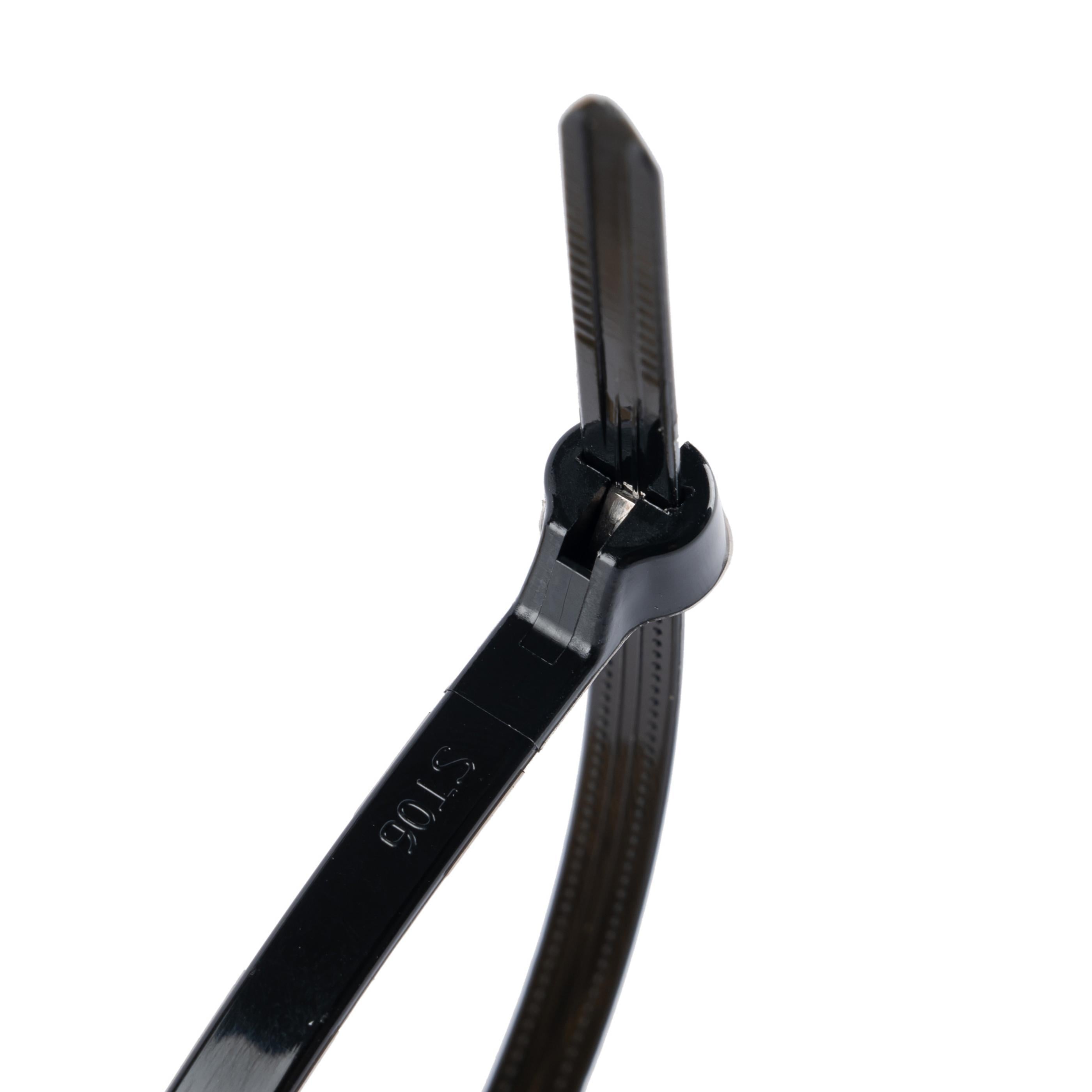 7.9-inch UV Resistant Black Steel Tooth Zip Tie, 50-lb Tensile Strength, UL 21S Listed, 100-Pack
