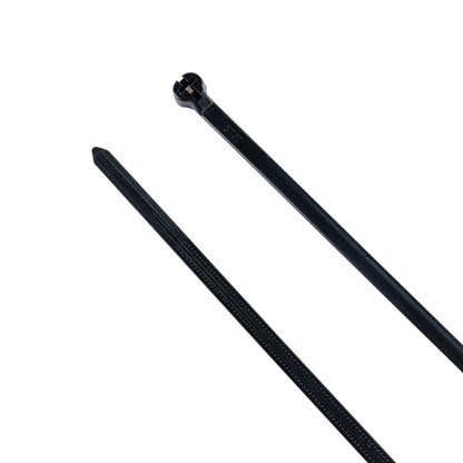 11.8-inch UV Resistant Black Steel Tooth Zip Tie, 50-lb Tensile Strength, UL 21S Listed, 100-Pack