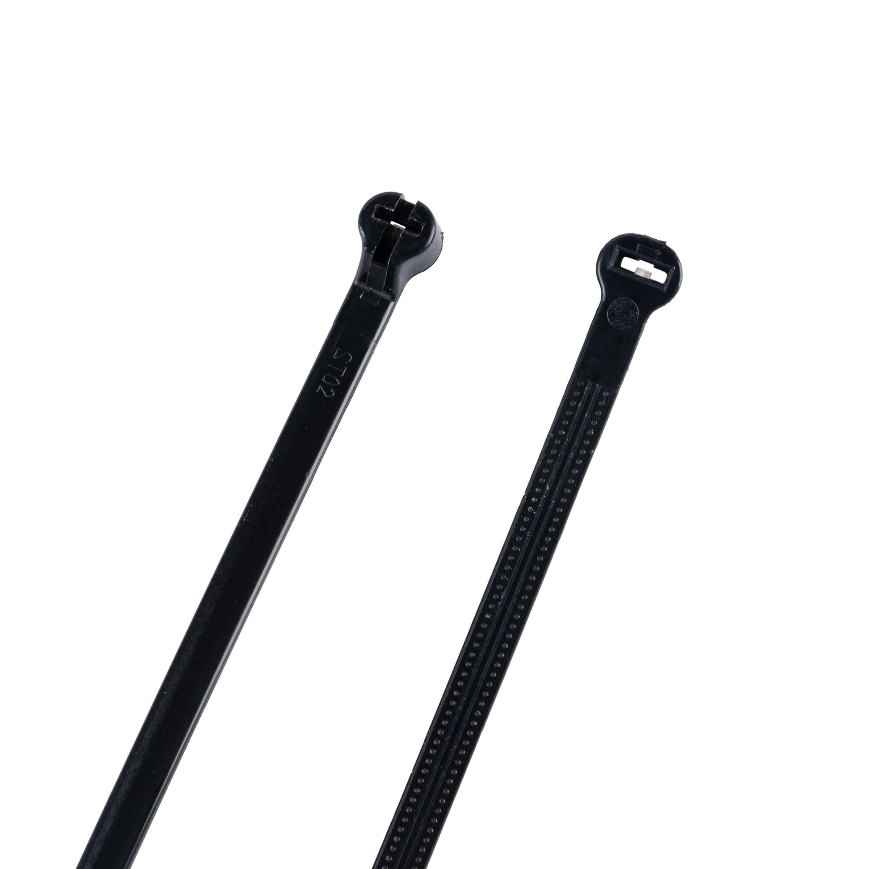 11.8-inch UV Resistant Black Steel Tooth Zip Tie, 50-lb Tensile