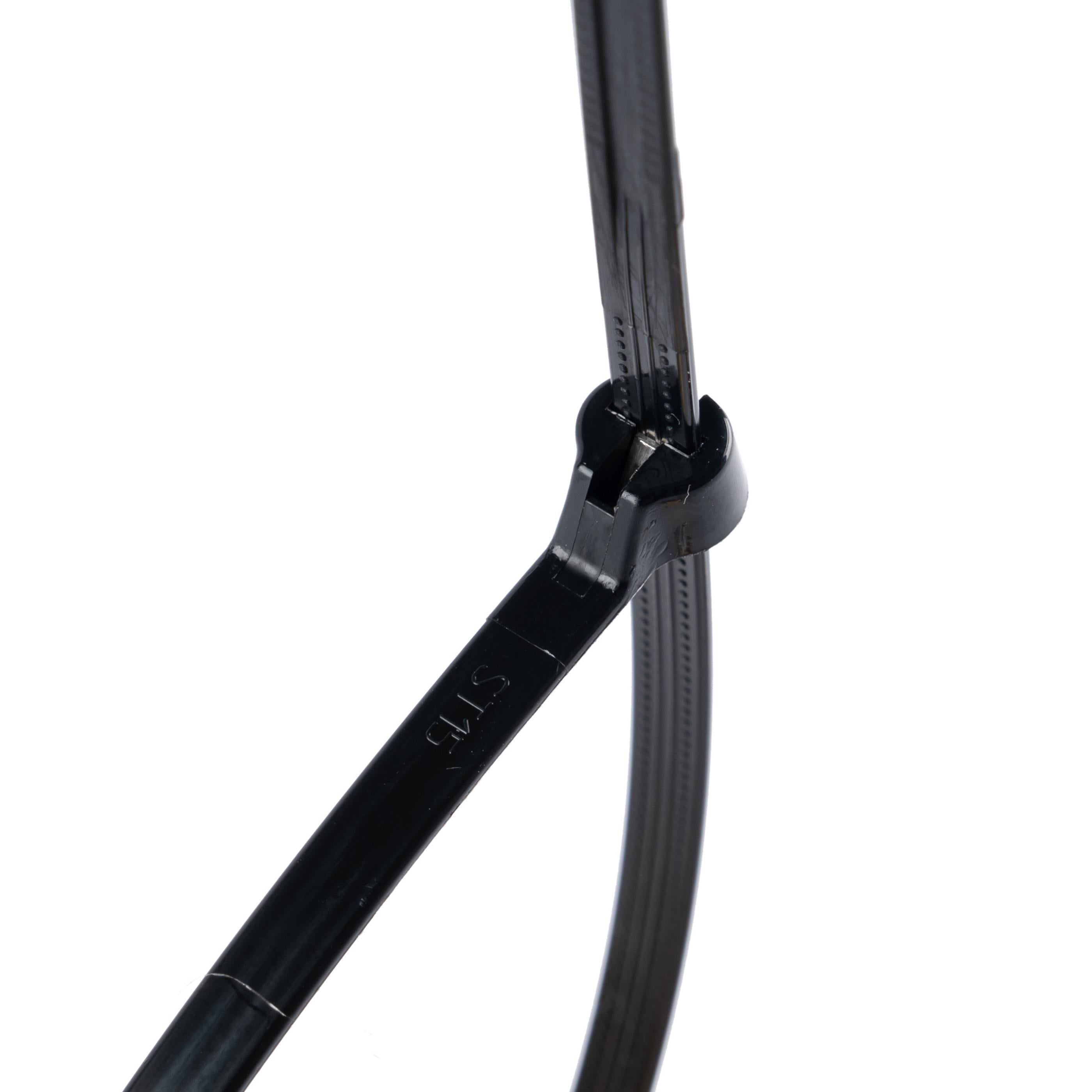 11.8-inch UV Resistant Black Steel Tooth Zip Tie, 50-lb Tensile Strength, UL 21S Listed, 100-Pack