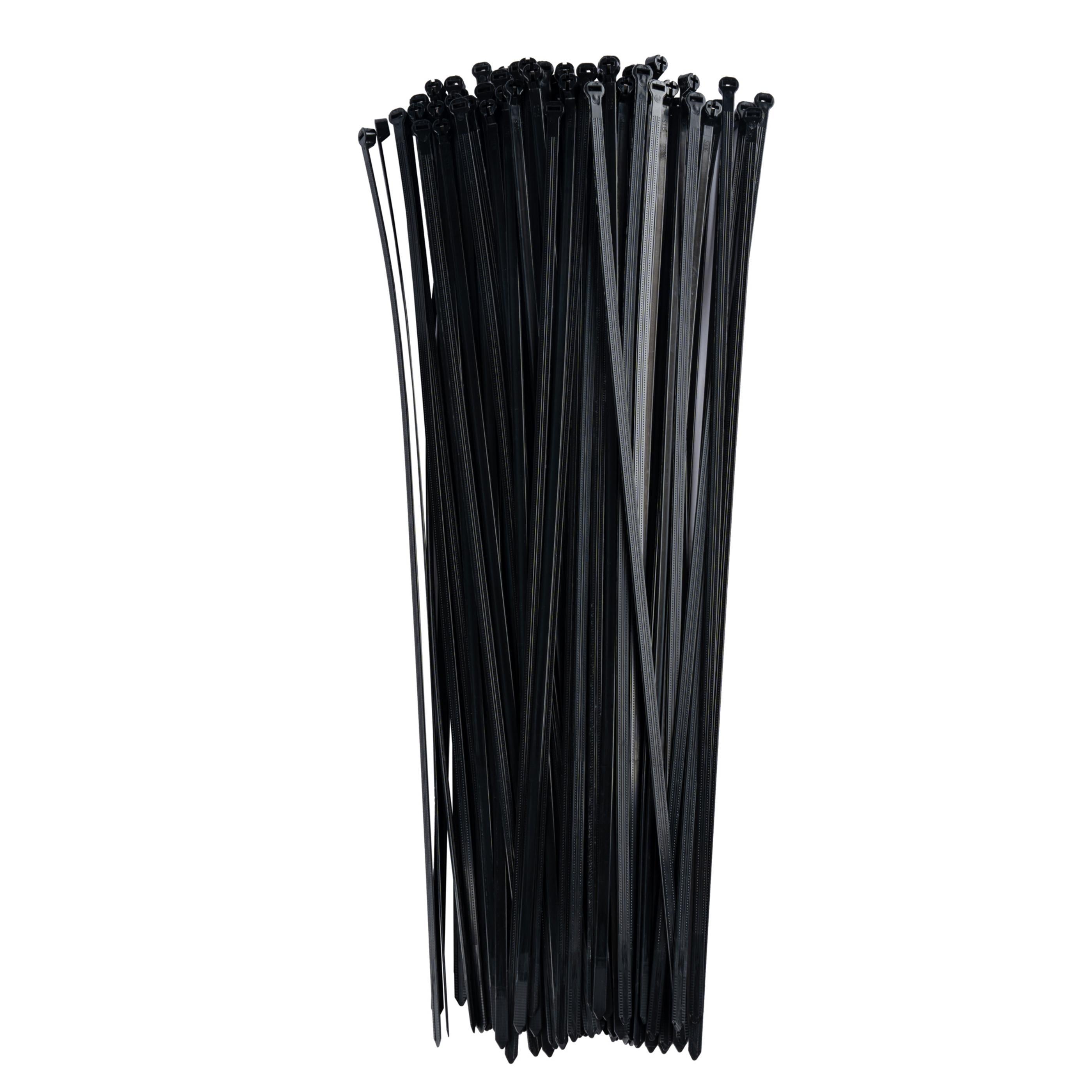14.6-inch UV Resistant Black Steel Tooth Zip Tie, 50-lb Tensile Strength, UL 21S Listed, 100-Pack