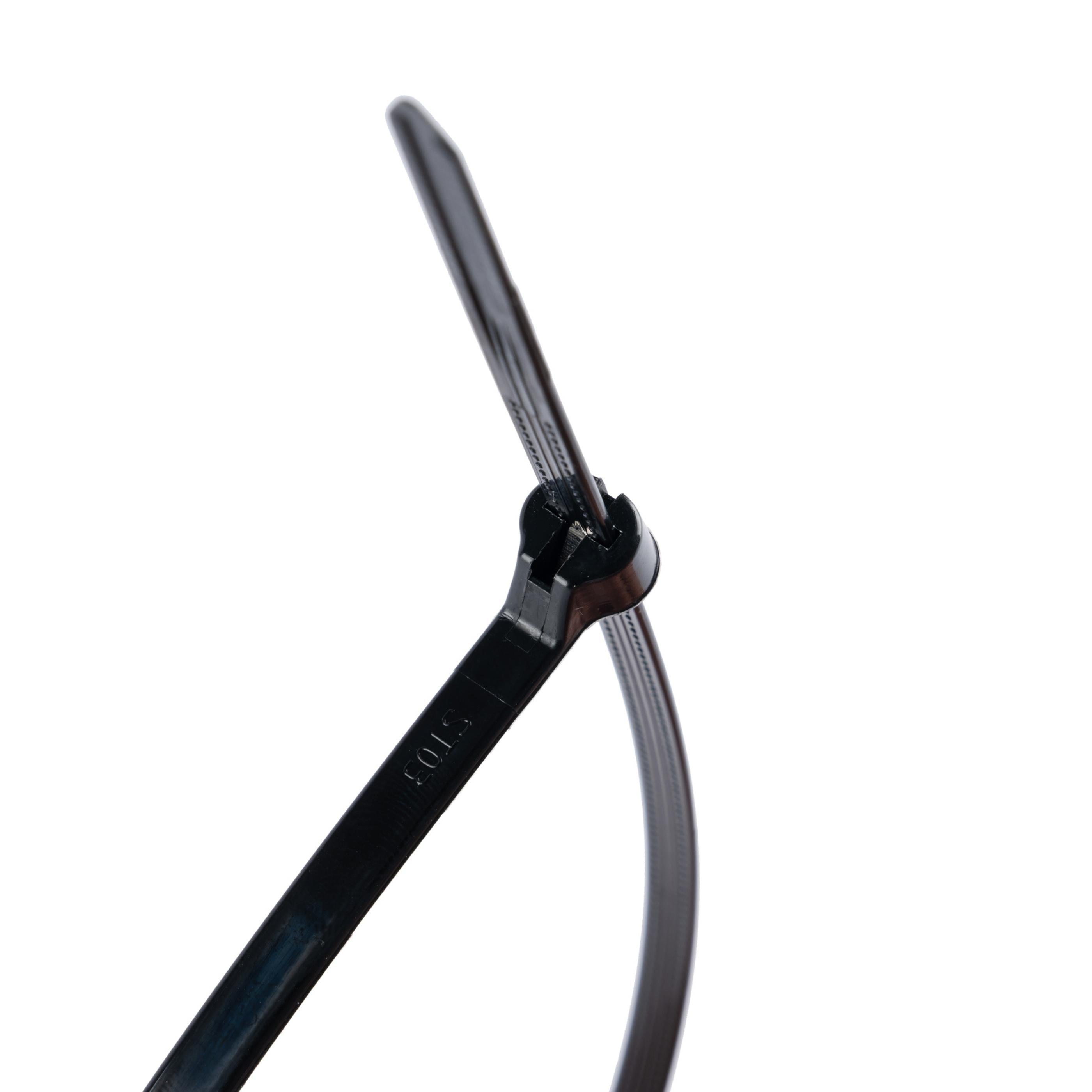 14.6-inch UV Resistant Black Steel Tooth Zip Tie, 50-lb Tensile Strength, UL 21S Listed, 100-Pack