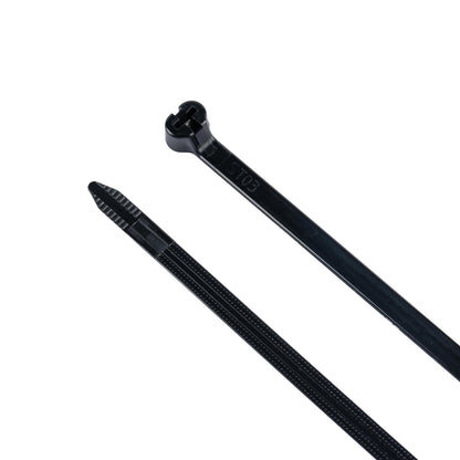 8.6-inch UV Resistant Black Steel Tooth Zip Tie, 120-lb Tensile Strength, UL 21S Listed, 100-Pack