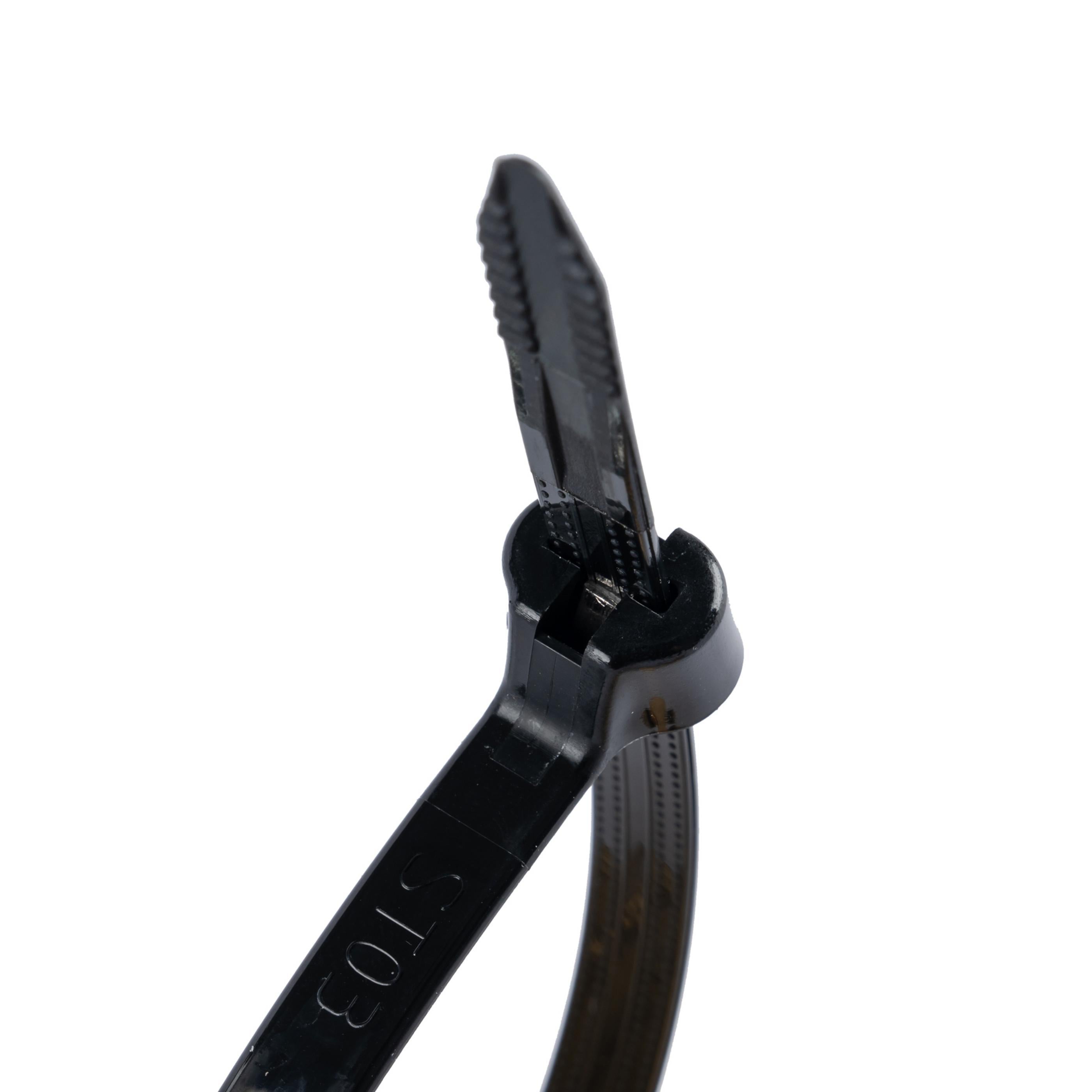 8.6-inch UV Resistant Black Steel Tooth Zip Tie, 120-lb Tensile Strength, UL 21S Listed, 100-Pack