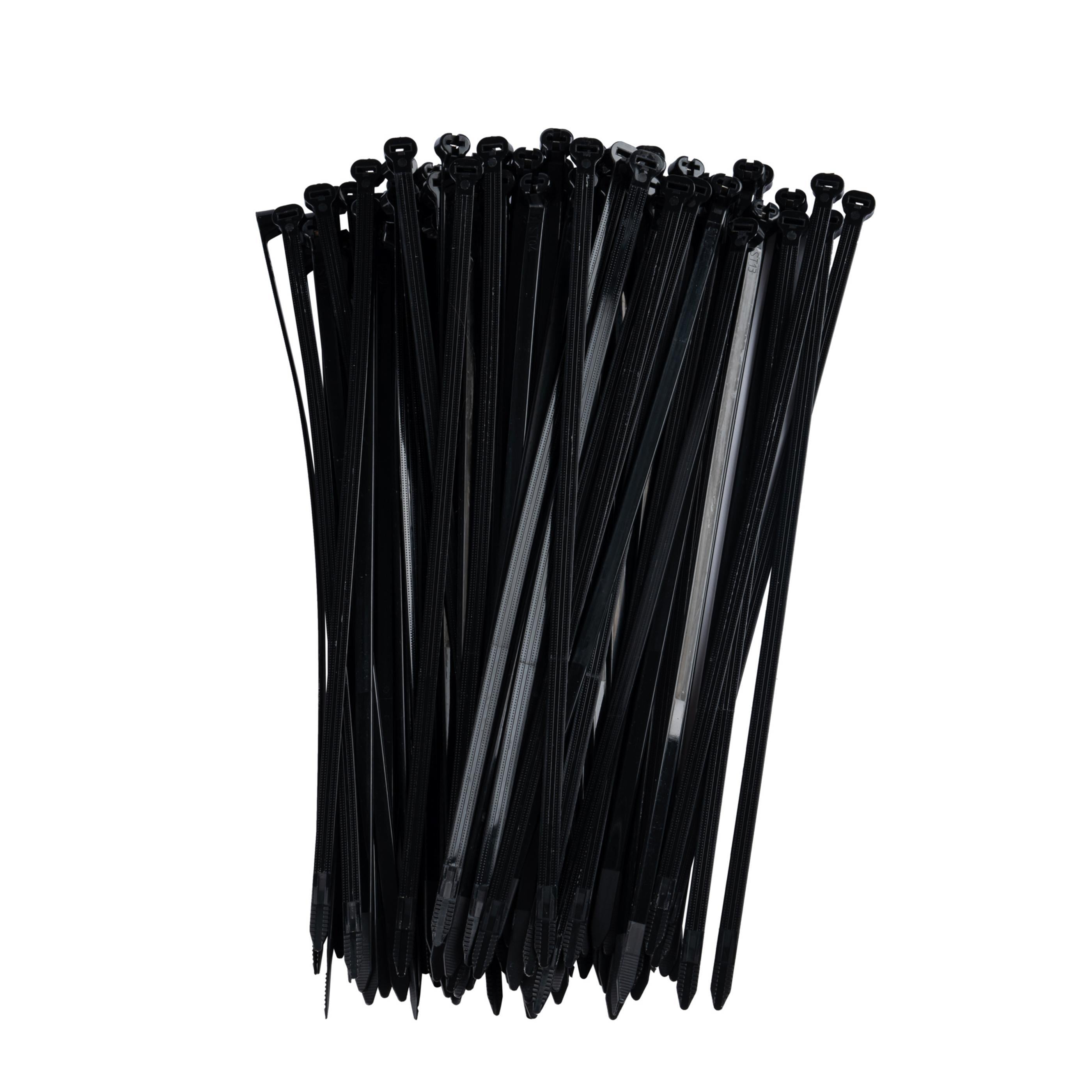 11.8-inch UV Resistant Black Steel Tooth Zip Tie, 120-lb Tensile Strength, UL 21S Listed, 100-Pack