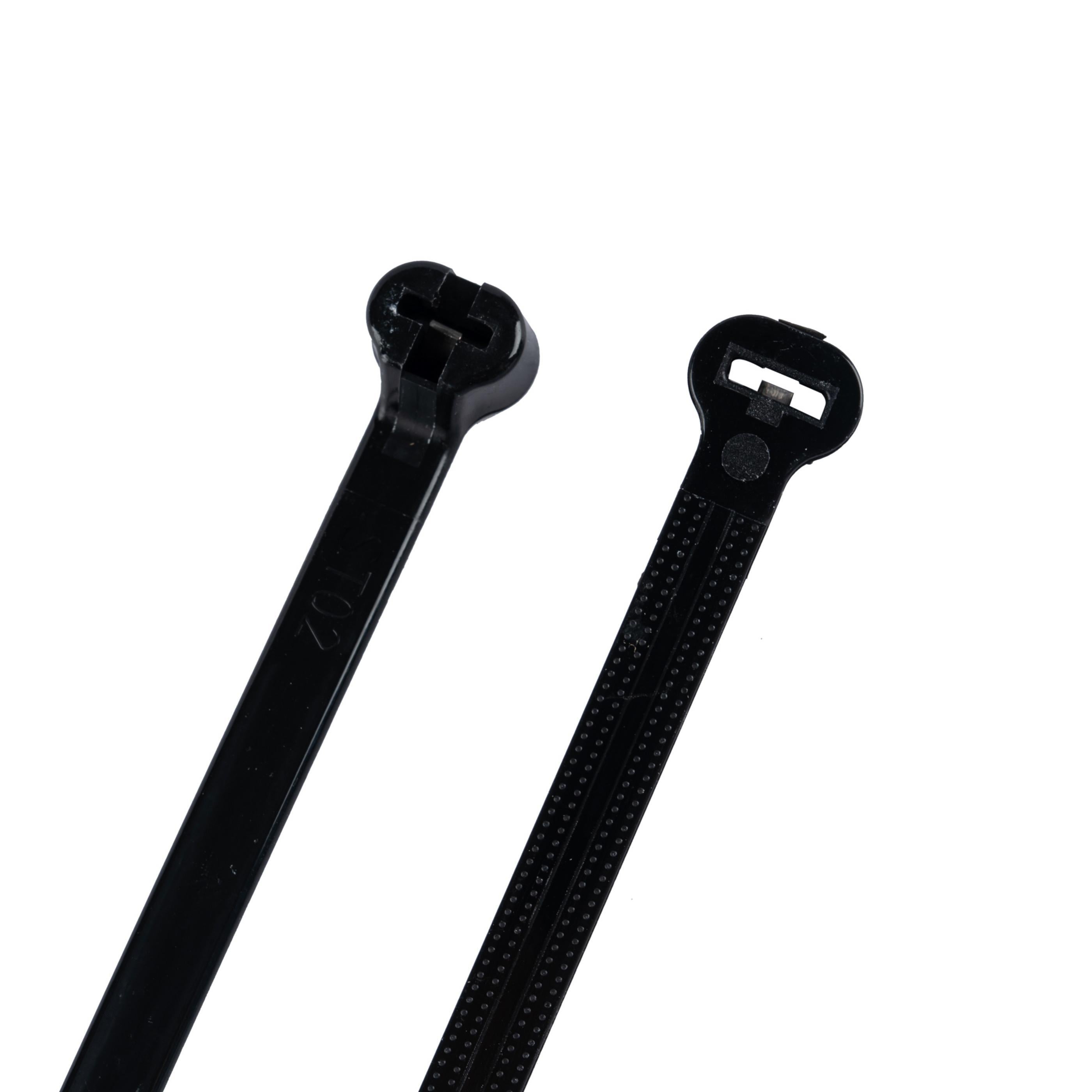 11.8-inch UV Resistant Black Steel Tooth Zip Tie, 120-lb Tensile Strength, UL 21S Listed, 100-Pack