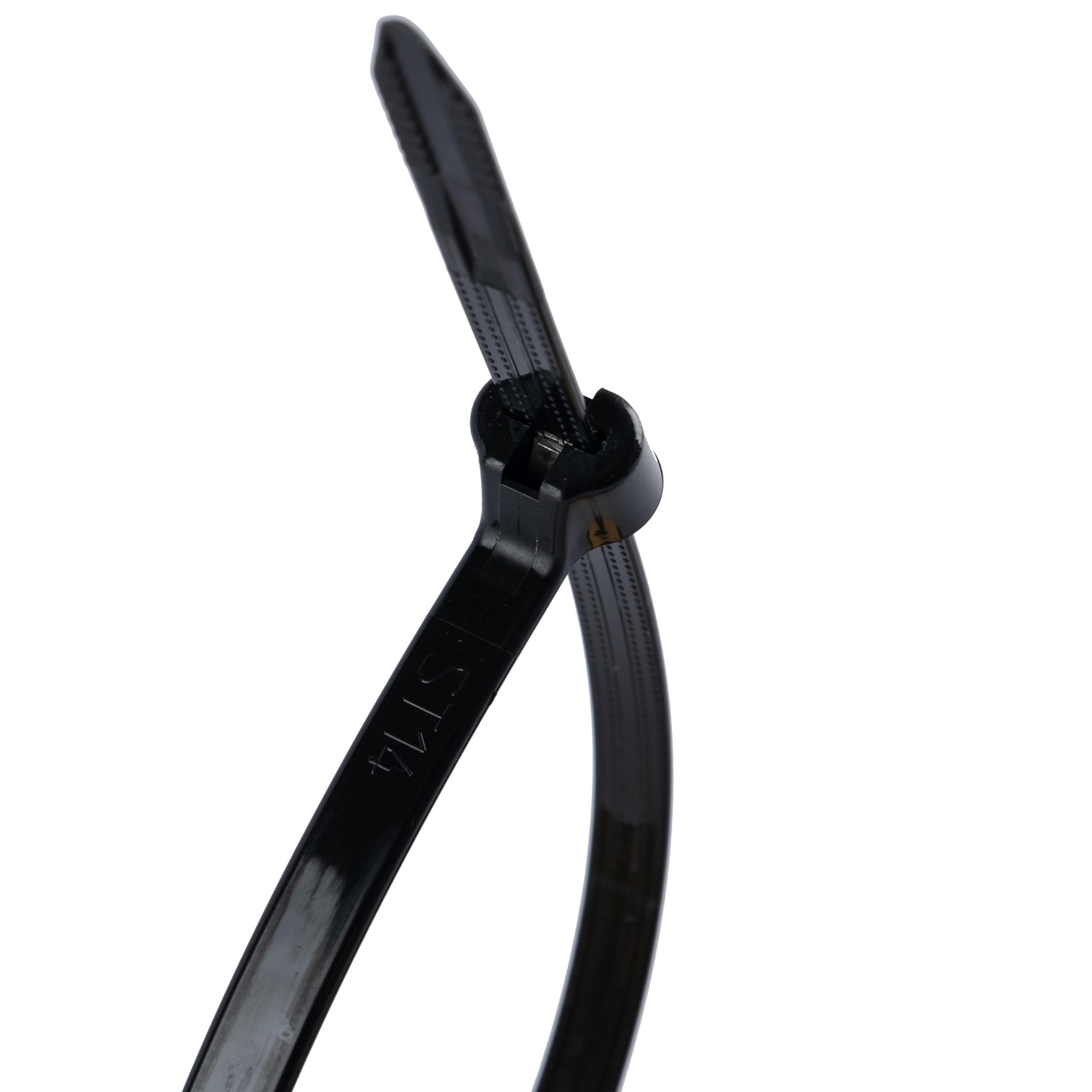 11.8-inch UV Resistant Black Steel Tooth Zip Tie, 120-lb Tensile Strength, UL 21S Listed, 100-Pack
