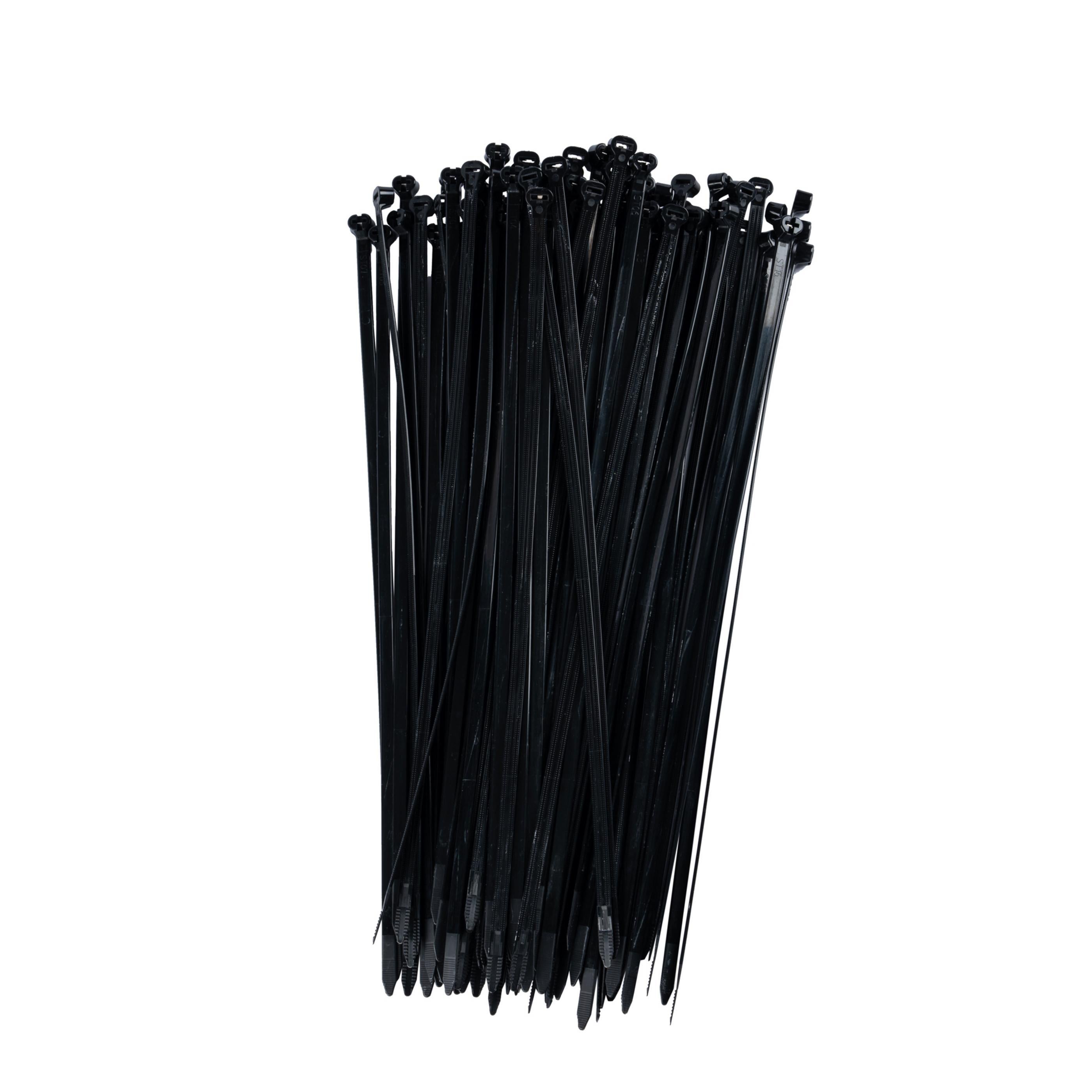 14.6-inch UV Resistant Black Steel Tooth Zip Tie, 120-lb Tensile Strength, UL 21S Listed, 100-Pack
