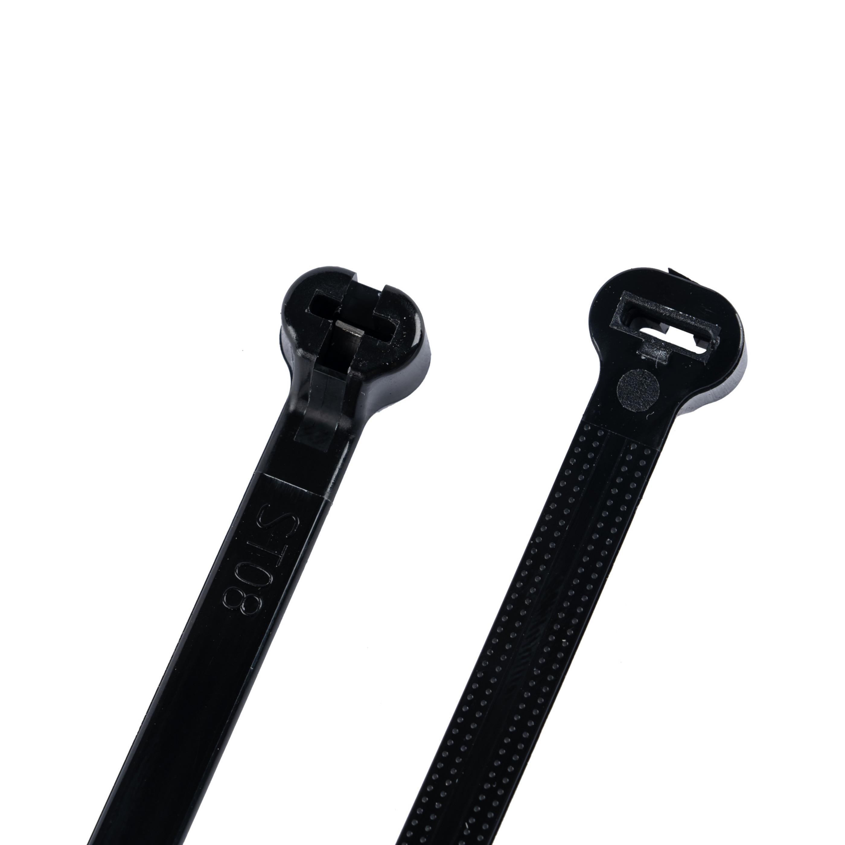 14.6-inch UV Resistant Black Steel Tooth Zip Tie, 120-lb Tensile Strength, UL 21S Listed, 100-Pack