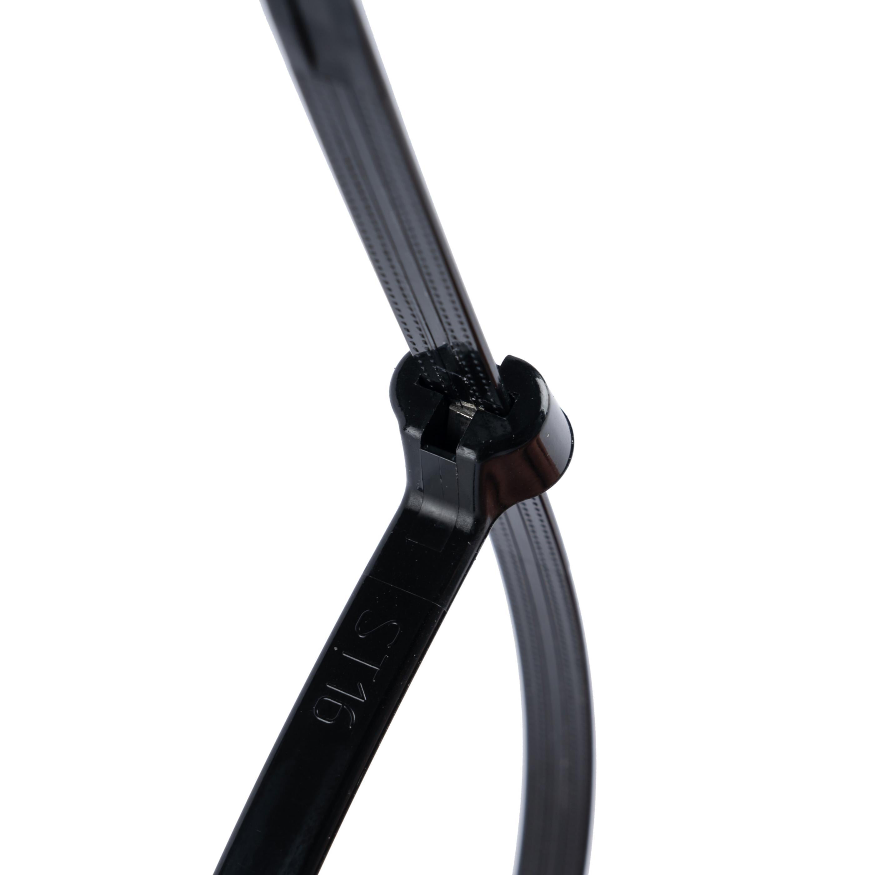 14.6-inch UV Resistant Black Steel Tooth Zip Tie, 120-lb Tensile Strength, UL 21S Listed, 100-Pack