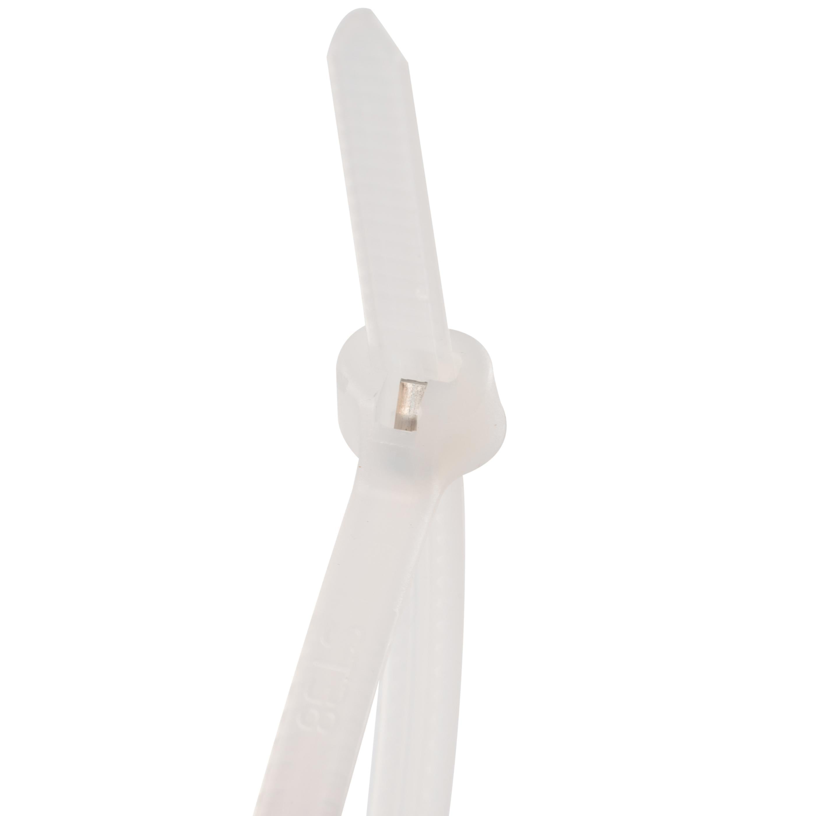 4-inch Natural Steel Tooth Zip Tie, 18-lb Tensile Strength, UL 21 Listed, 100-Pack
