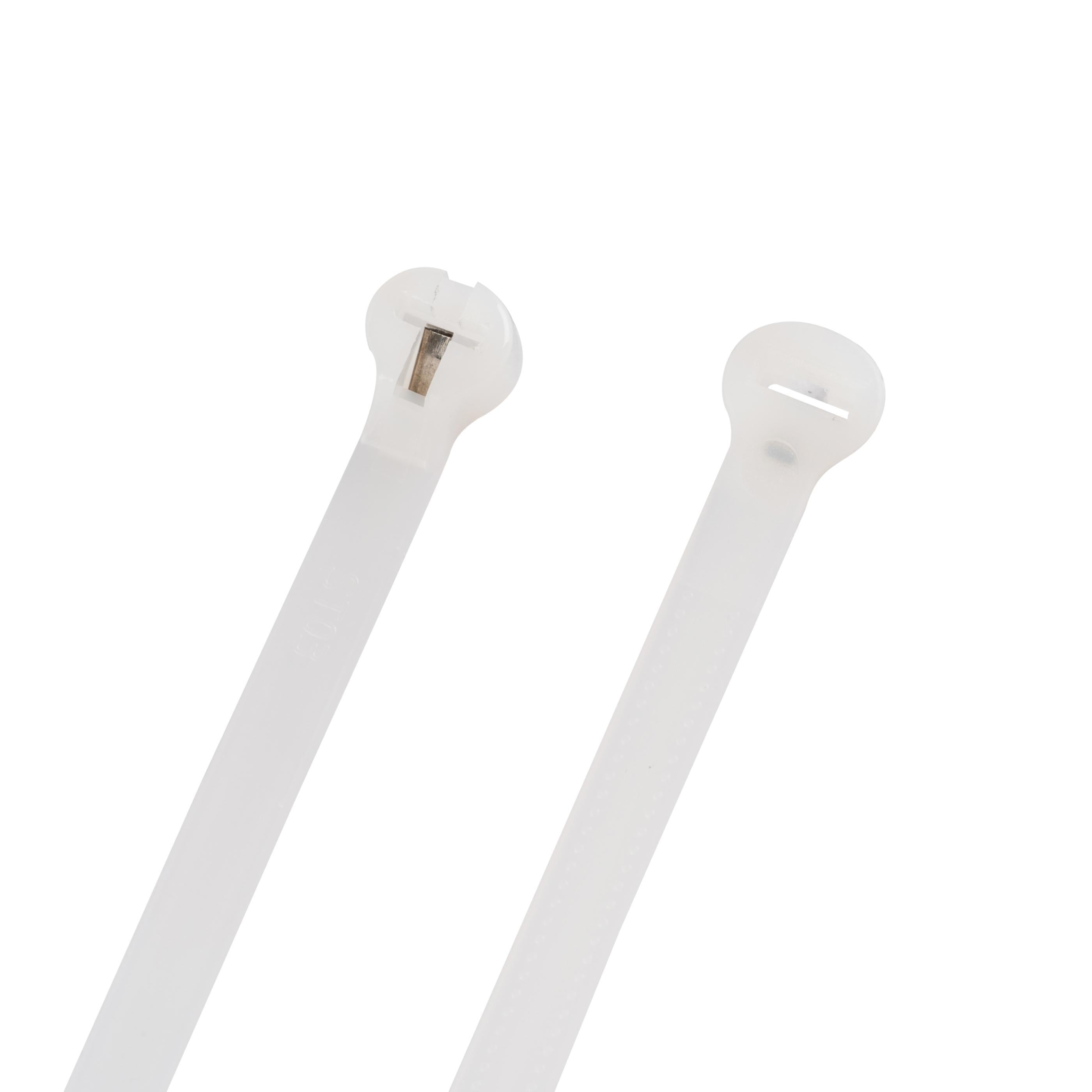 7.9-inch Natural Steel Tooth Zip Tie, 50-lb Tensile Strength, UL 21S Listed, 100-Pack