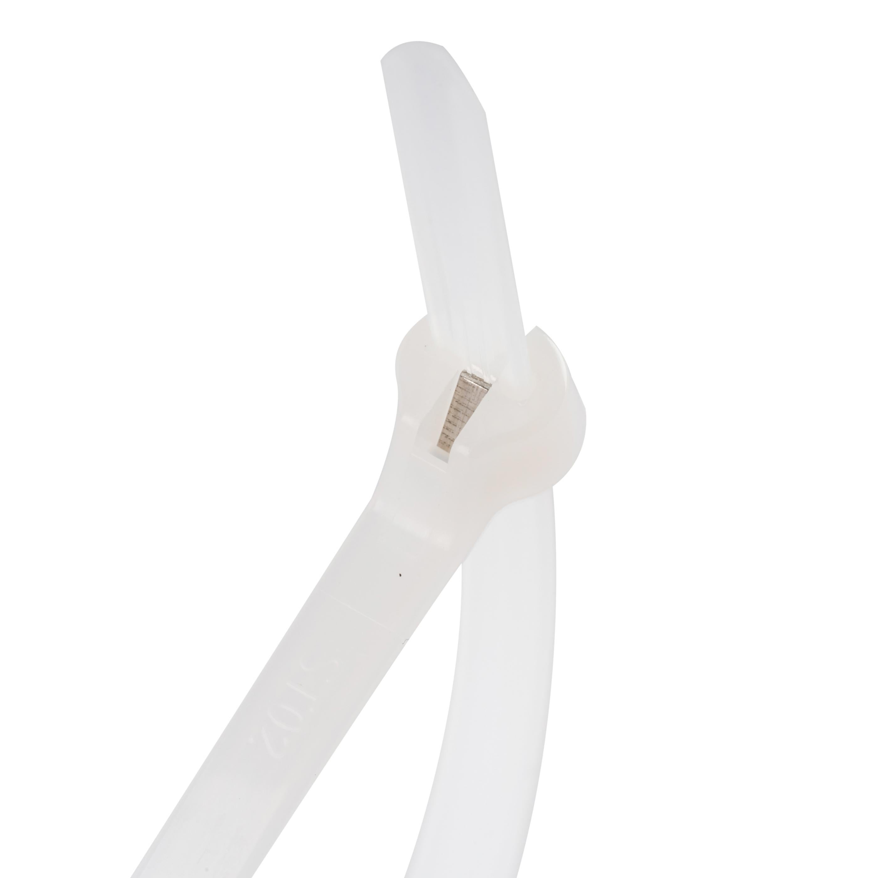 7.9-inch Natural Steel Tooth Zip Tie, 50-lb Tensile Strength, UL 21S Listed, 100-Pack