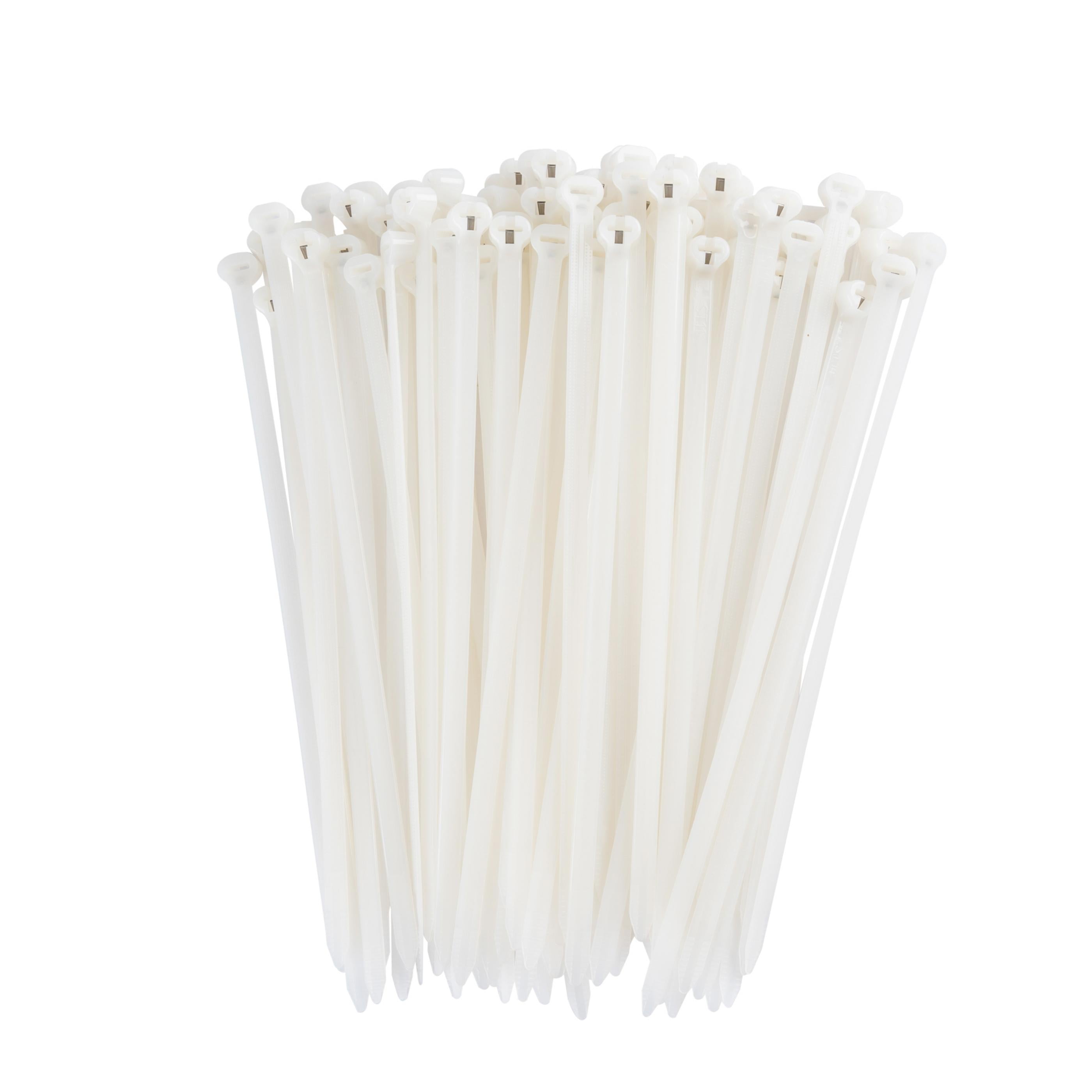 8.6-inch Natural Steel Tooth Zip Tie, 120-lb Tensile Strength, UL 21S Listed, 100-Pack
