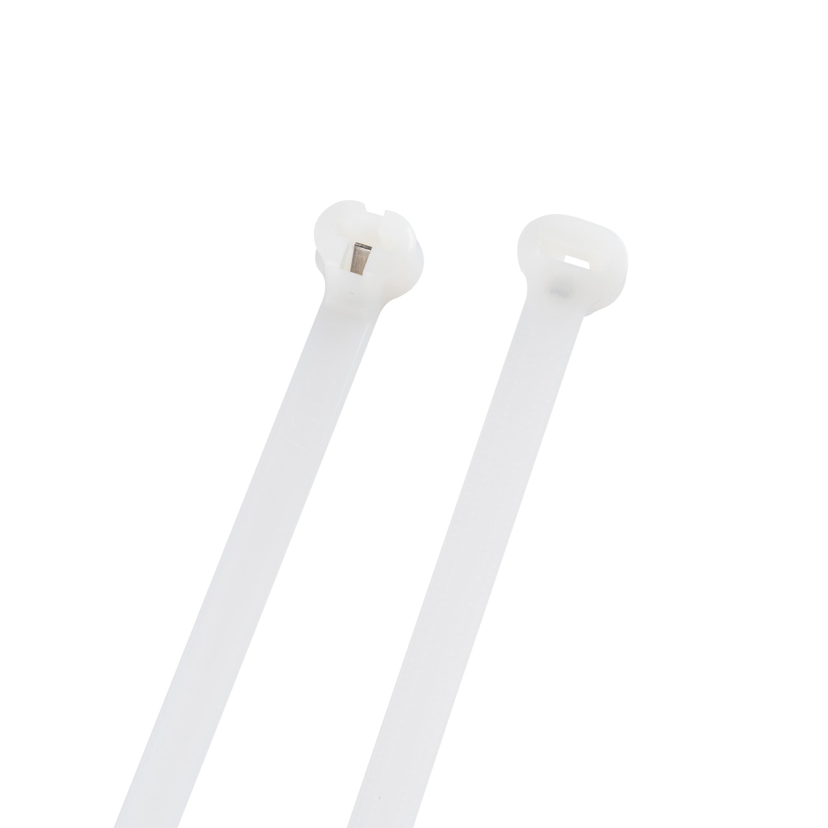 8.6-inch Natural Steel Tooth Zip Tie, 120-lb Tensile Strength, UL 21S Listed, 100-Pack