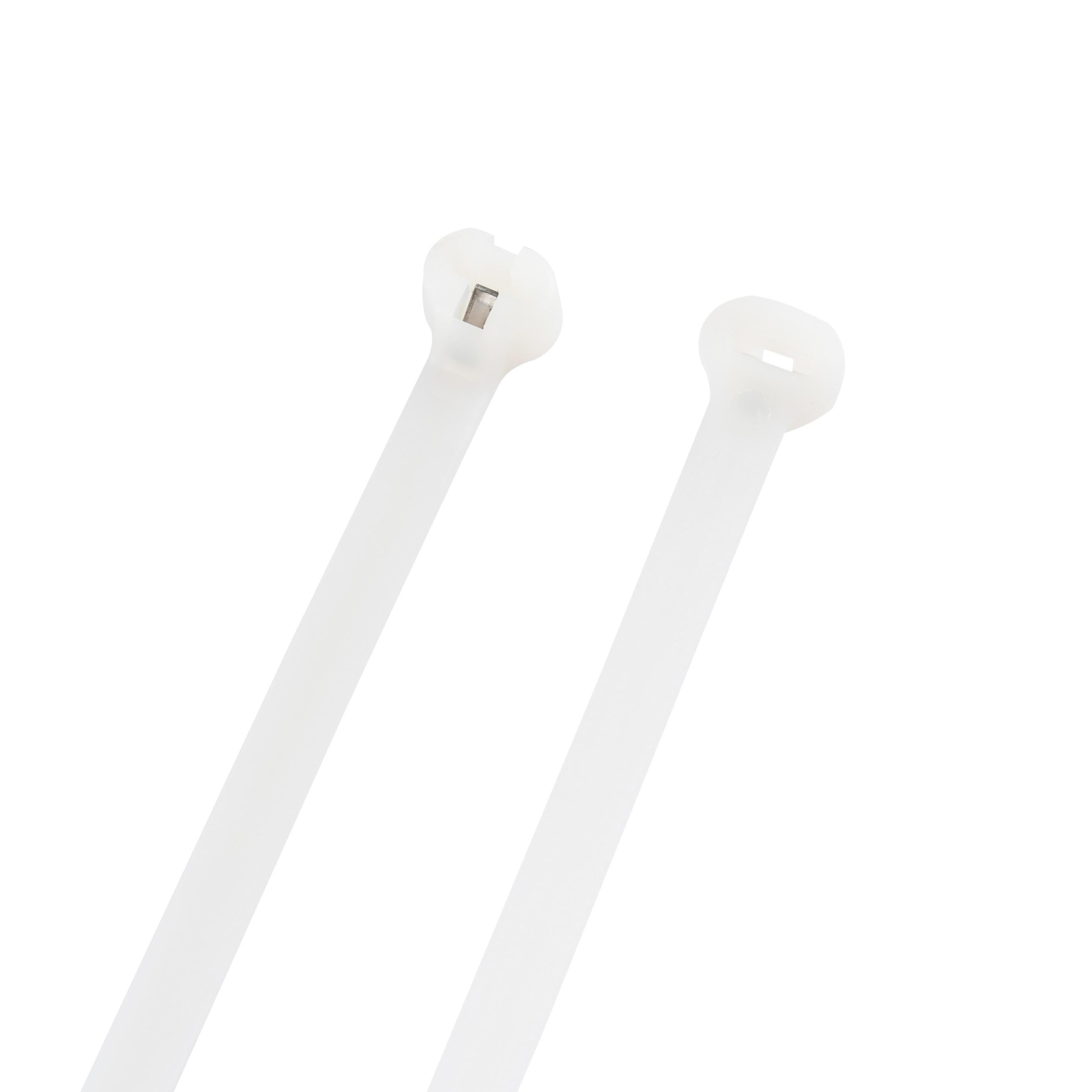 11.8-inch Natural Steel Tooth Zip Tie, 120-lb Tensile Strength, UL 21S Listed, 100-Pack