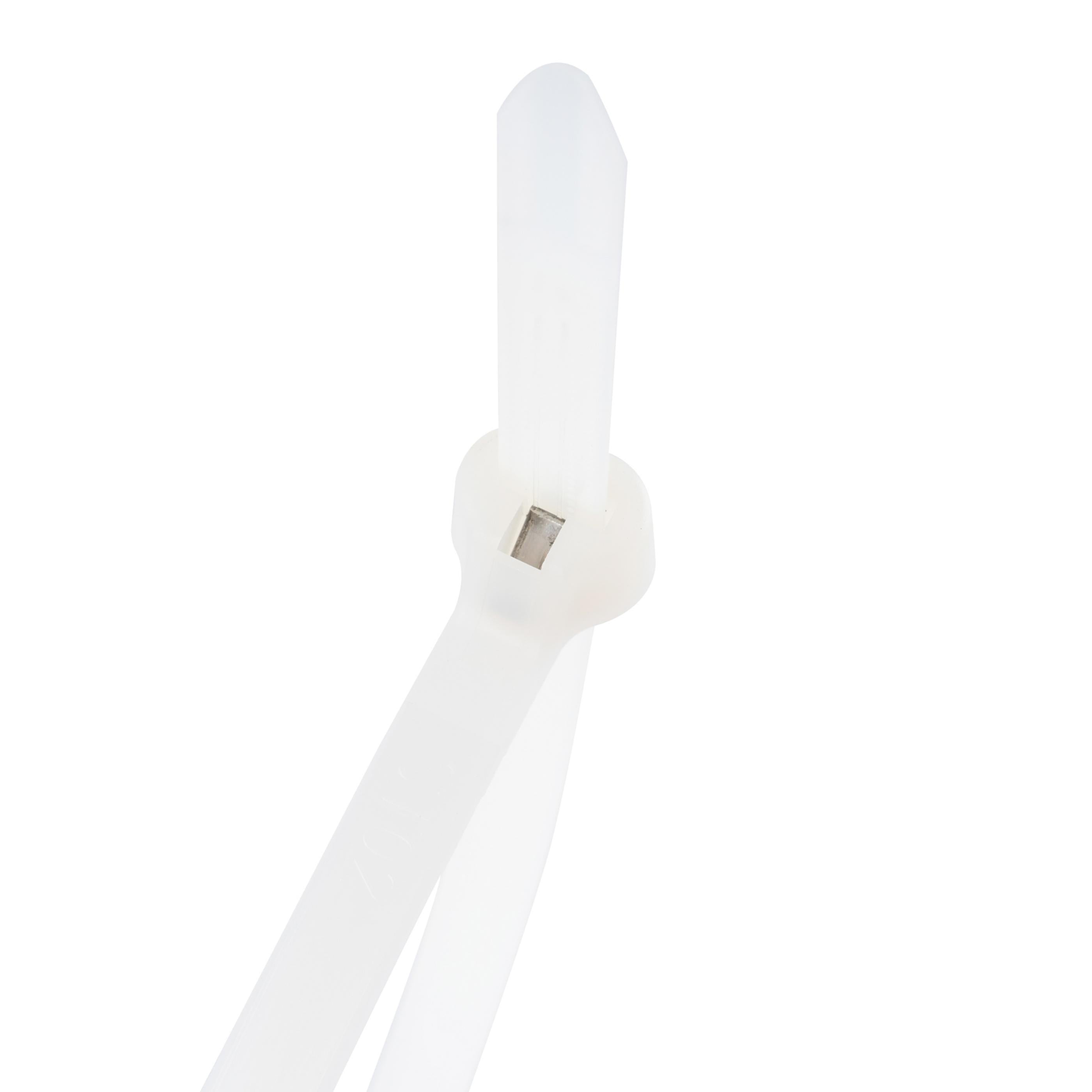11.8-inch Natural Steel Tooth Zip Tie, 120-lb Tensile Strength, UL 21S Listed, 100-Pack
