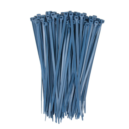 7.9-inch FDA Approved Metal Detectable Blue Zip Ties, 50-lb Tensile Strength, 100-Pack